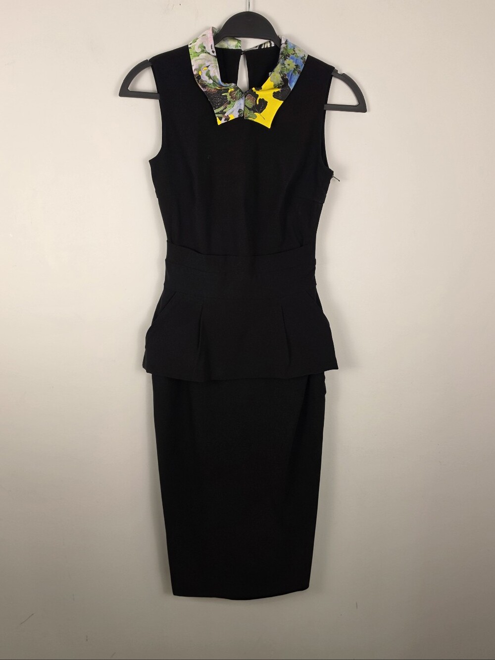 Preen by Thornton Bregazzi Floral Collar Peplum Dress Size Small